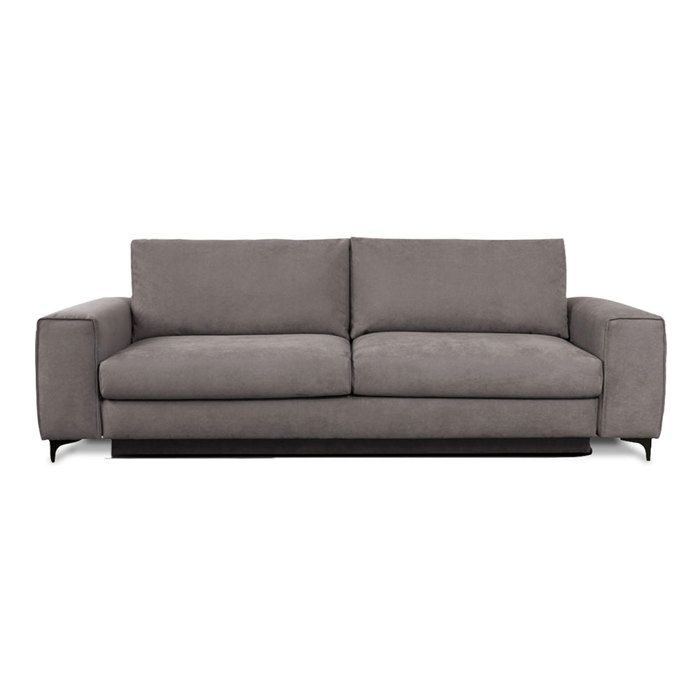 Canapé Velours Droit Gris clair Fiesole - 3 Places Gris Clair - Coffre de rangement - Moelleux - Tissu - Velours