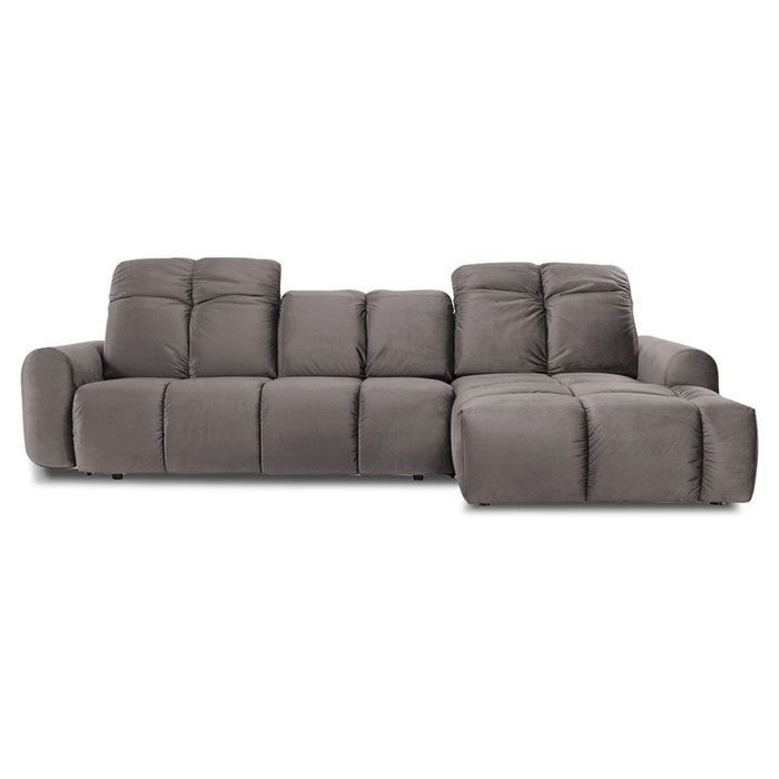 Canapé Velours Convertible Angle droit Gris clair Anacapri - 3 Places Gris Clair