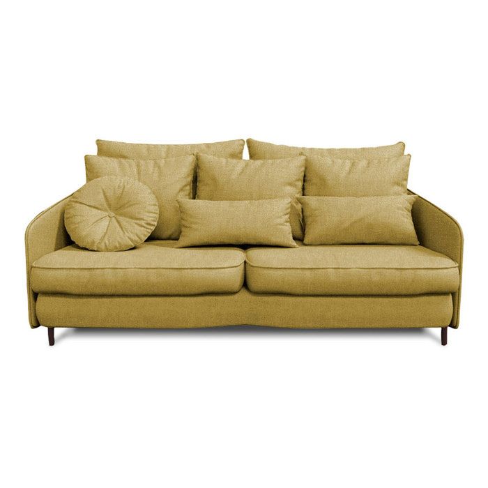 Canapé Tissu Droit Jaune Tremezzo - 3 Places - MAISON AUBERTIN - Convertible - Arrondi - Contemporain - Design