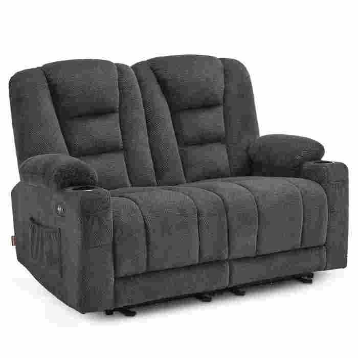 M MCombo 7009 Canapé électrique 2 places, avec fonction sommeil, relaxant, avec bouton, gris
