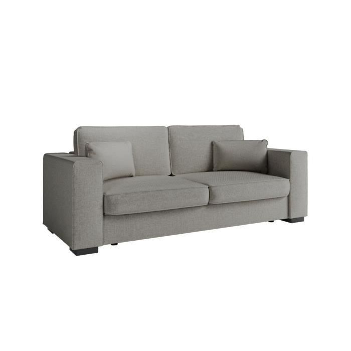 Canapé droit fixe 3 places BELAMI en tissu - Gris - L231 x P93 x H86cm - LOUNGITUDE