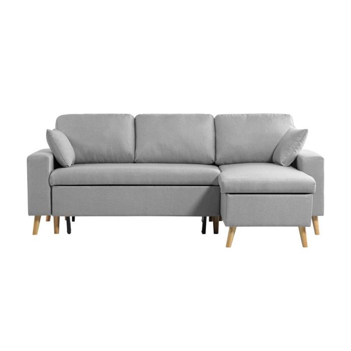 Canapé d'Angle MARIA SCANDINAVE Réversible et Convertible - Gris clair