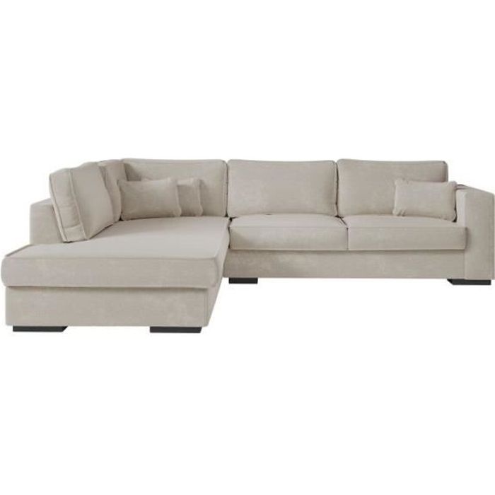 Canapé d'angle gauche XXL 6 places BELAMI en tissu - Beige - L303 x 228 x 86cm - LOUNGITUDE