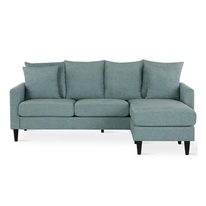 Forbin | Canapé 3 places avec méridienne en tissu aspect tissu bleu sarcelle
