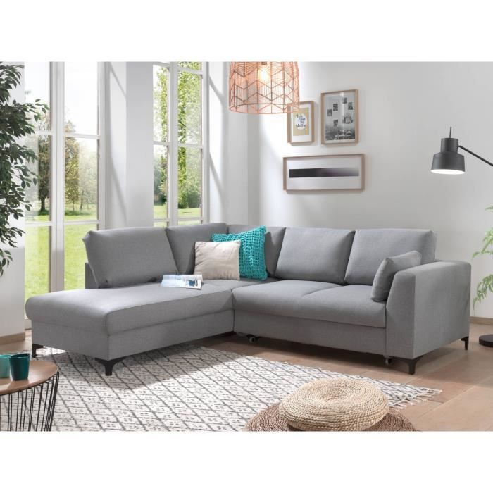 Tala - canapé d'angle convertible - 5 places - style contemporain - gauche - Gris clair