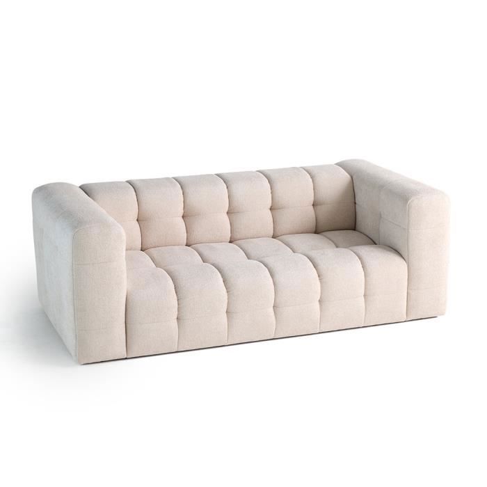 Canapé 3 places Suzano en tissu texturé - Beige - LISA DESIGN