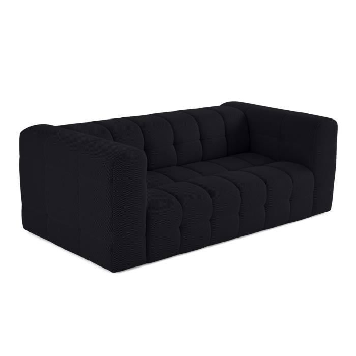 Canapé 3 places Suzano en tissu mailles 3D Noir - LISA DESIGN