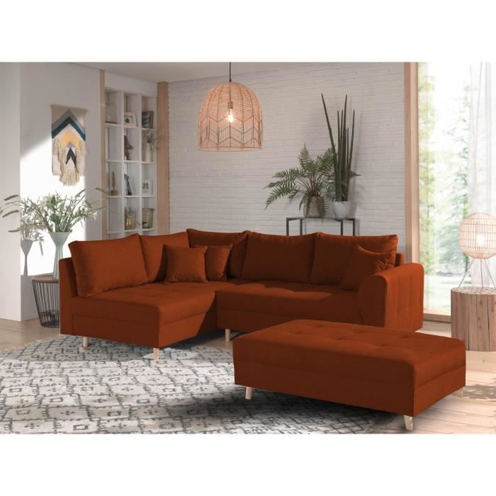Rune - canapé d'angle - avec pouf d'appoint - 4 places - style scandinave - gauche