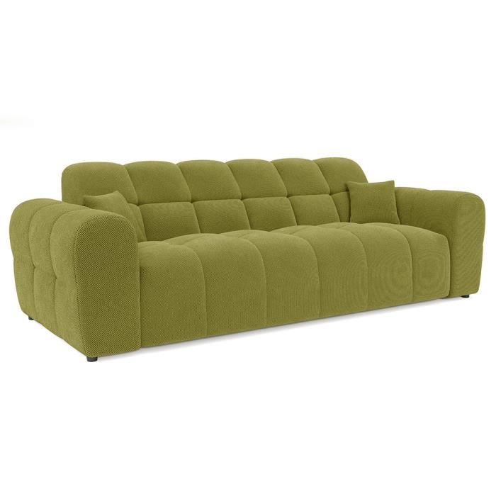 Ray - canapé droit 3 places en velours texturé - Vert