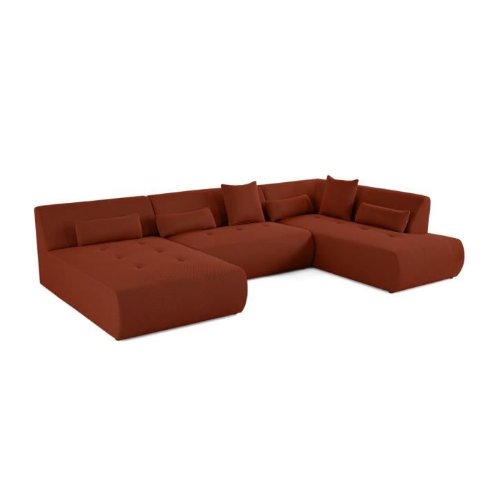 Onyx - canapé panoramique modulable d'angle droit - 7 places - en tissu mailles 3D - Terracotta