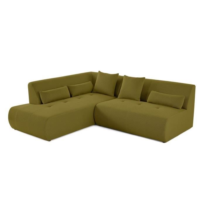 Onyx - canapé modulable d'angle gauche - 5 places - en tissu mailles 3D - Vert Olive