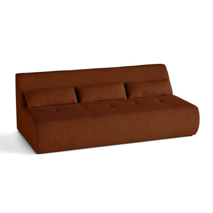 Canapé Onyx - LISA DESIGN - 3 places - Velours côtelé - Rouge Terracotta