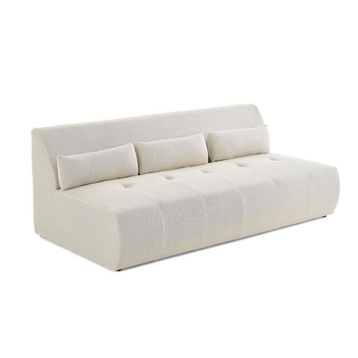 Canapé droit 3 places Onyx en tissu mailles 3D - Beige - LISA DESIGN