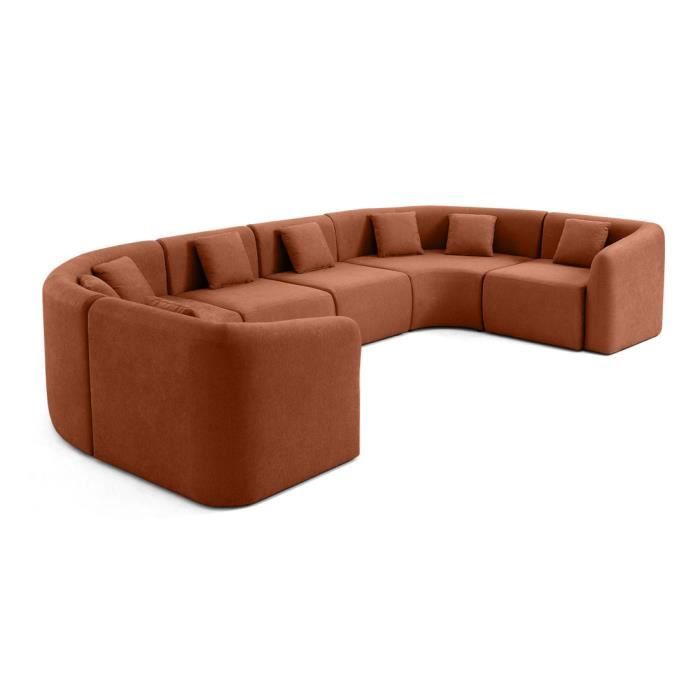 Ikare - canapé modulable panoramique - 7 places - en tissu - Terracotta