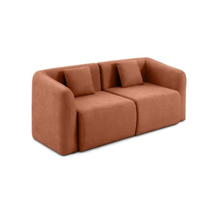 Ikare - canapé modulable 2 places - en tissu - Terracotta