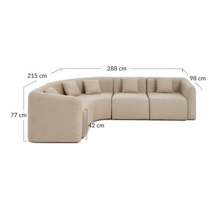 Ikare - canapé d'angle modulable réversible - 5 places - en tissu - Gris clair