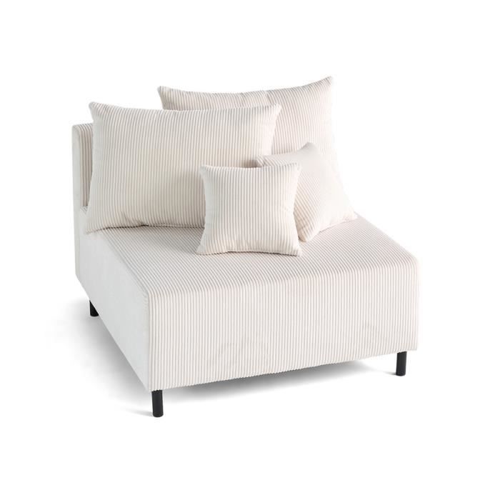 Edinburg - module d'assise sans accoudoirs - en velours côtelé - Beige