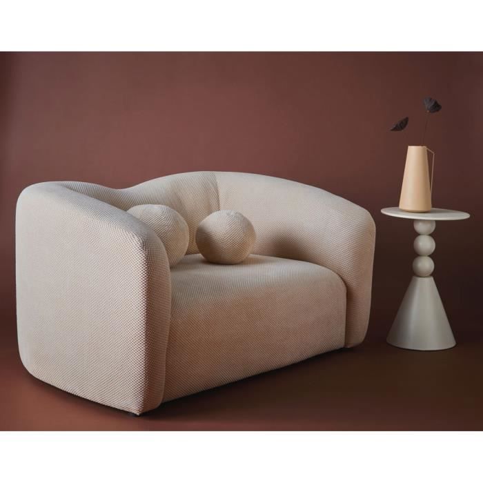 Charles - canapé droit 2 places en velours texturé - Beige