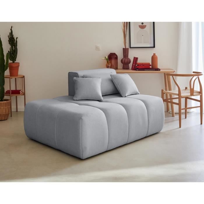 Canapé Caracas - Module d'assise gauche en tissu gris - 2 places - Lisa Design