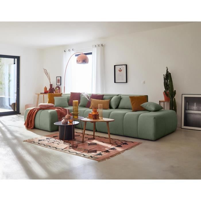 Canapé modulable d'angle gauche Caracas - 5 places - en tissu - Vert sauge