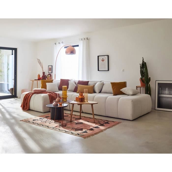 Canapé modulable d'angle gauche - 5 places - en tissu - Beige - LISA DESIGN - Caracas