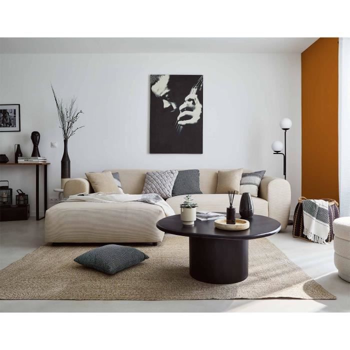 Canapé d'angle gauche 4 places en velours côtelé Beige - LISA DESIGN