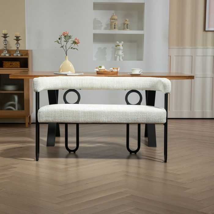 Canapé double au design dossier arrondi, confortable et décontracté, adapté au salon, chambre à coucher, bureau vestiaire - beige