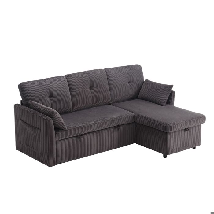 Canapé d'angle convertible réversible pour salons-3-4 places-Canapé-lit convertible-Tissu velvet -Coffre de