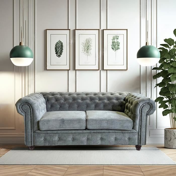 Canapé CHESTERFIELD 2 places / Gris 183x85x72