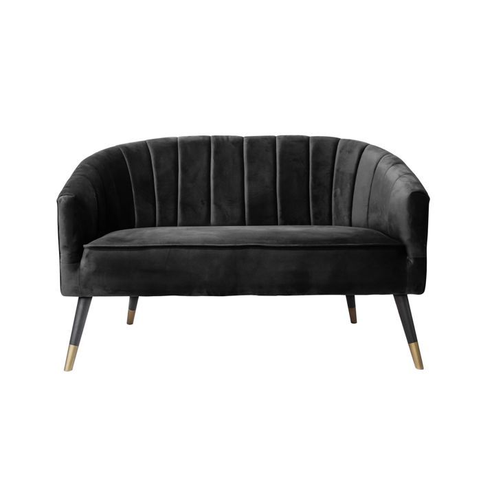 Leitmotiv - Canapé 2 places Décoration en polyester effet velours - Noir