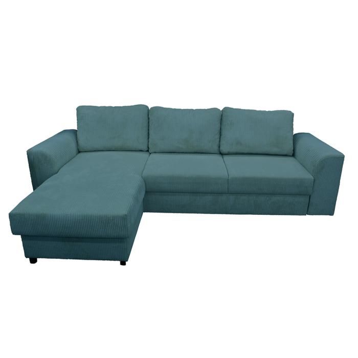 Canapé d'angle réversible et convertible velours bleu Magda - Bleu