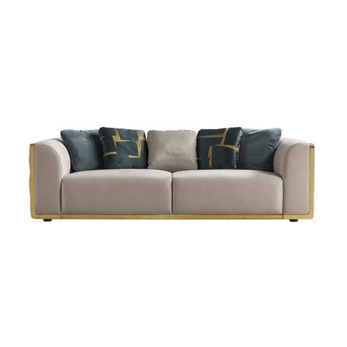 Canapé 4 Places En Velours Jenny - Beige Beige - Angle Droit