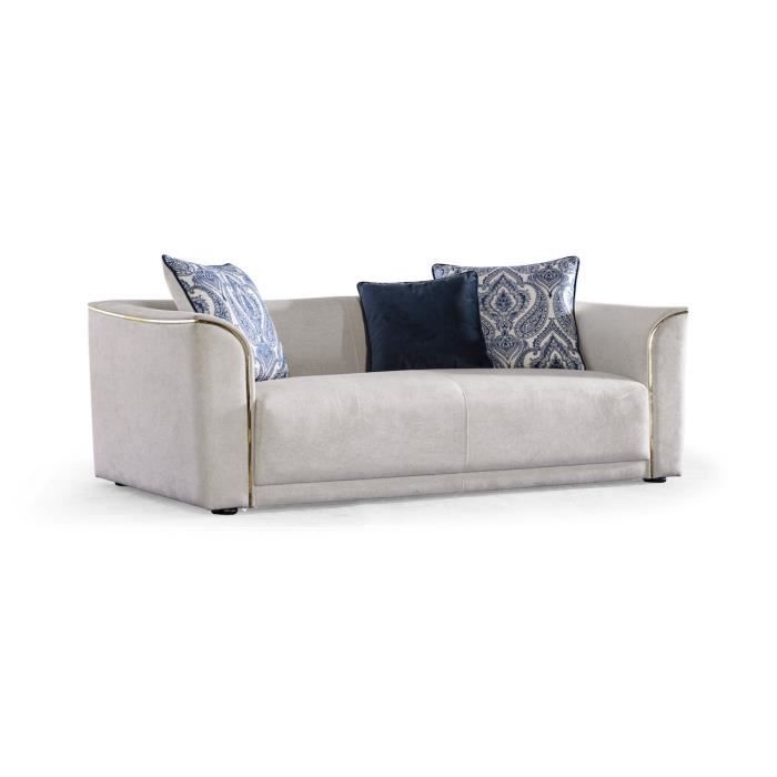 Canapé 3 Places En Velours Gabriel - Beige Beige - Angle Droit