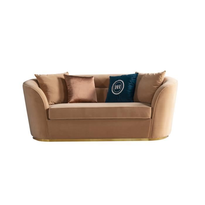 Canapé 2 Places En Velours Kern - Rose Rose - Angle Droit