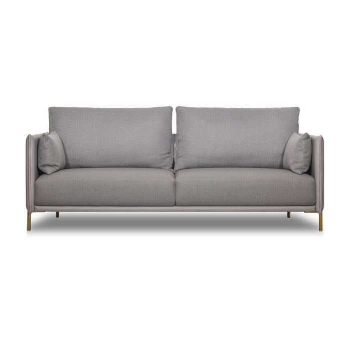 Canapé 2 places en tissu FILIS - LA MAISON DU CANAPÉ - Taupe - Contemporain - Design - Moelleux