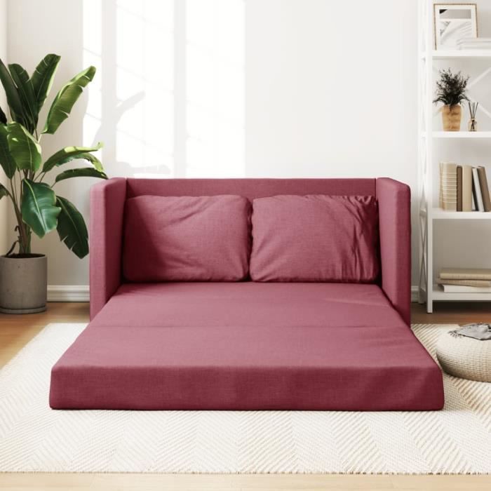 Painshop Canapé-lit 2 en 1 rouge bordeaux 112x174x55 cm tissu 110054