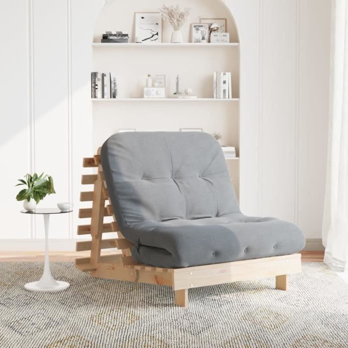 Canapé-lit futon avec matelas 90x206x11cm bois massif de pin Style2493078 NOUVEAU - Simple et utile