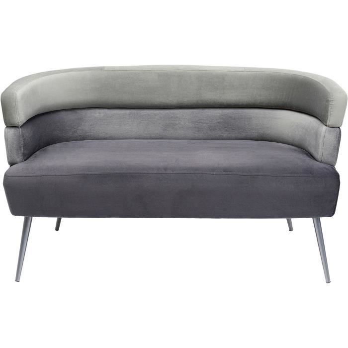 Canapé fixe - KARE - Sandwich velours gris - 3 places - Confort moelleux - Style contemporain