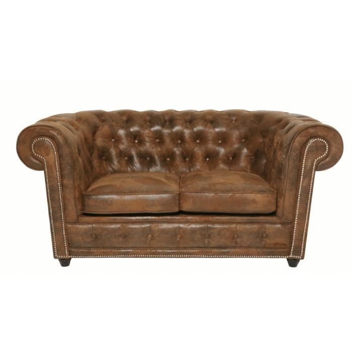 Canapé 2 places Vintage Rivet - KARE - Oxford - Marron - Fixe - 92 cm - Simili - Classique - Intemporel
