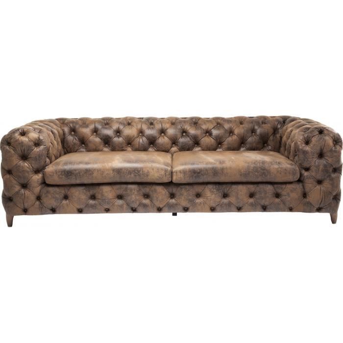Canapé Vintage My Desire 3 Places - KARE - Fixe - Marron - Effet cuir vintage - Moelleux