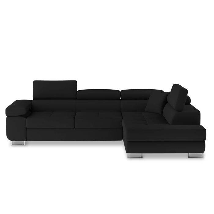 Canapé d'angle droit convertible Marius Simili Noir