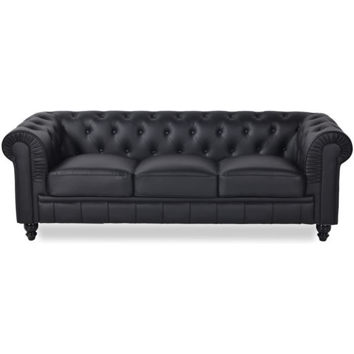 Canapé Chesterfield 3 Places Regency Noir
