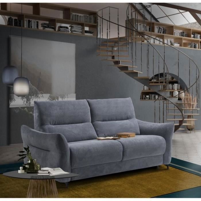 Canapé convertible express FLORENCE couchage 140cm matelas Stella 20cm Gris clair gris Bois Inside75