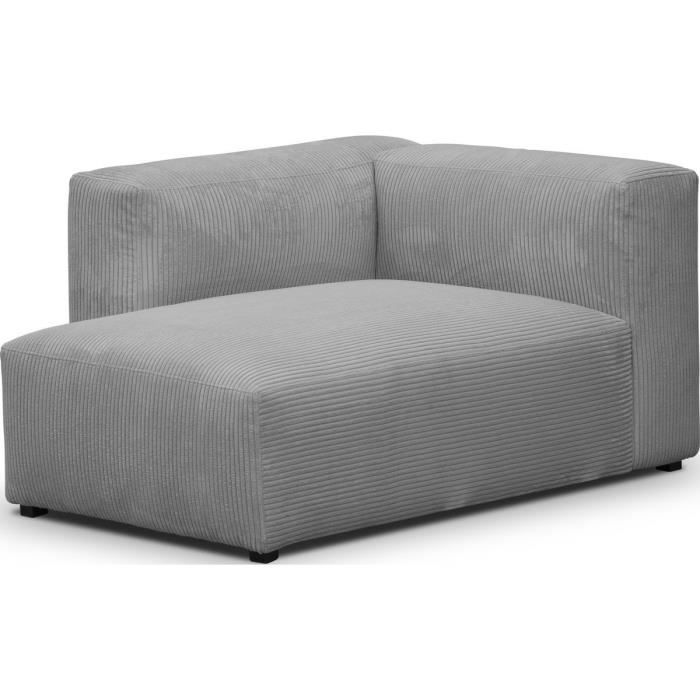 Méridienne d'angle à gauche modulable - HOMIFAB - Modulo New - Gris clair - Tissu - 1 place - Confort ferme