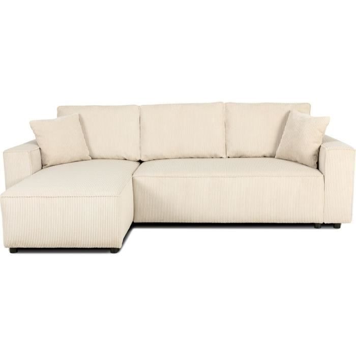 Canapé Théa 4 pl beige côtelé