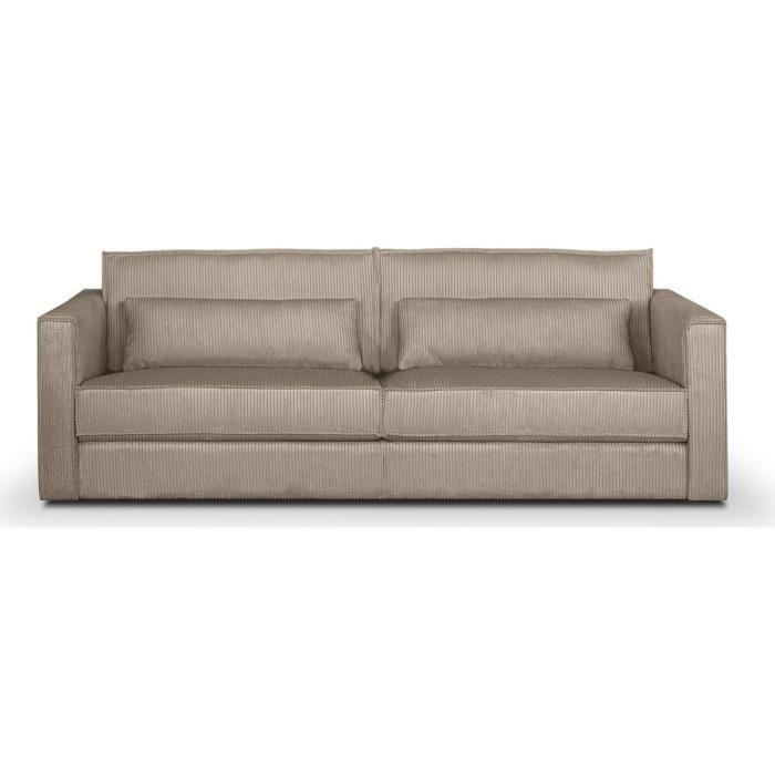 Canapé Oria 3PL taupe côtelé