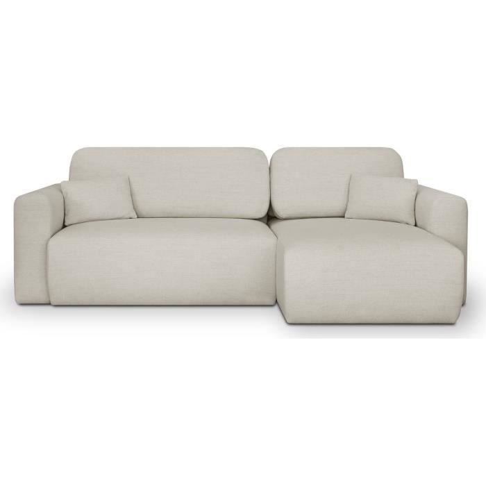 Canapé d'angle convertible 4 places - HOMIFAB - Davis T - Réversible - Ecru - Tissu certifié Oekotex