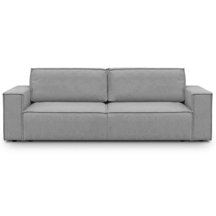 Canapé convertible 3 Places avec coffre de rangement en tissu gris chiné - Harper