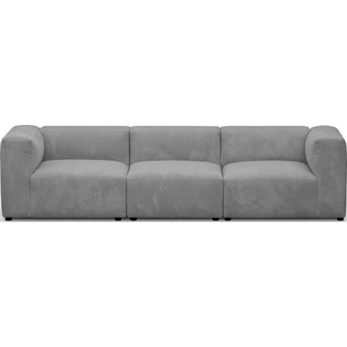 Canapé 4 pl gris clair - HOMIFAB - ModuloN - Ferme - Contemporain - Réversible