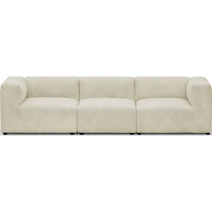 Canapé 4 pl beige Modulo - HOMIFAB - Fixe - Ferme - Tissu - Non - 4 places - Avec accoudoirs